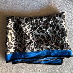 COACH Grey/Royal Blue Leopard Print Silk Scarf